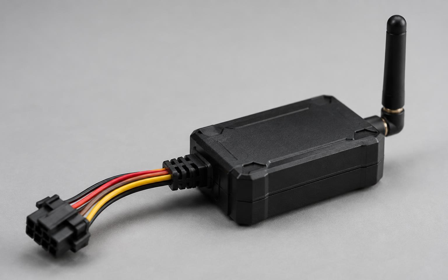 GPS vehicle tracking device with antenna and wiring harness