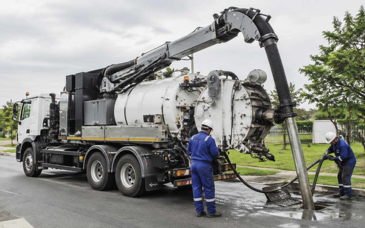 Vacuum desilting unit clearing a municipal drain